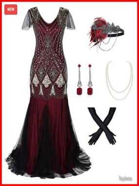 Plus Size 1920s Vintage Fringed Sequin Flapper Party Cocktail Dress with